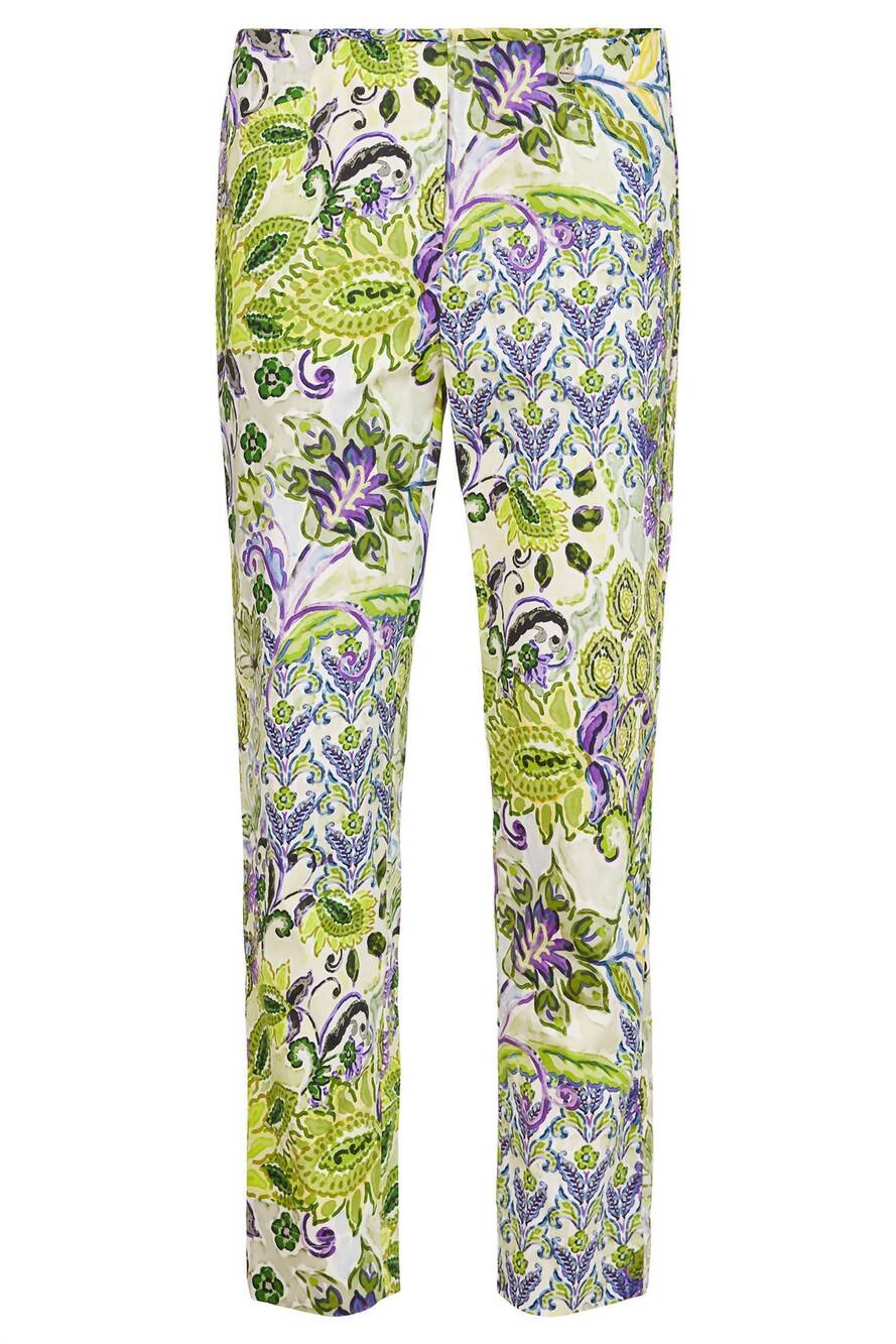 NEW ROBELL women's garden rose slim fit pant in green/purple